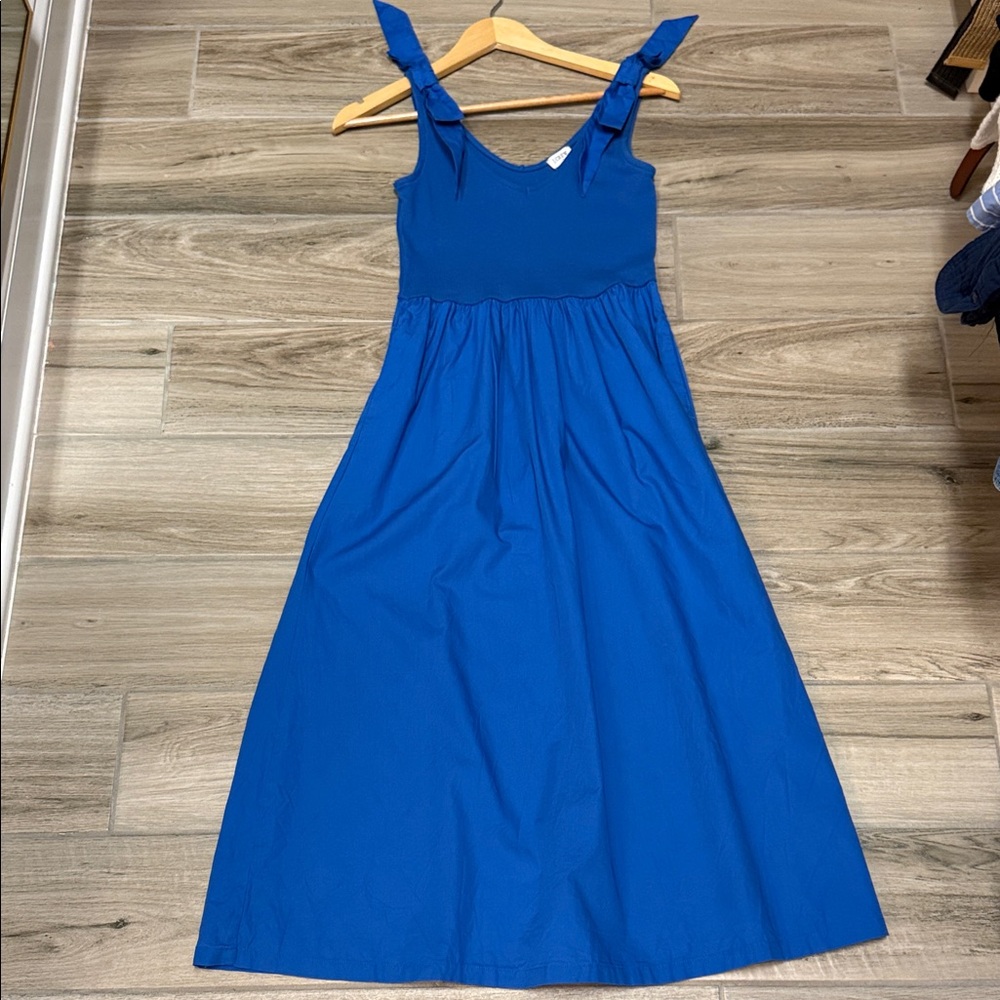 J. Crew Factory Royal Blue Tie-Shoulder Maxi Dress